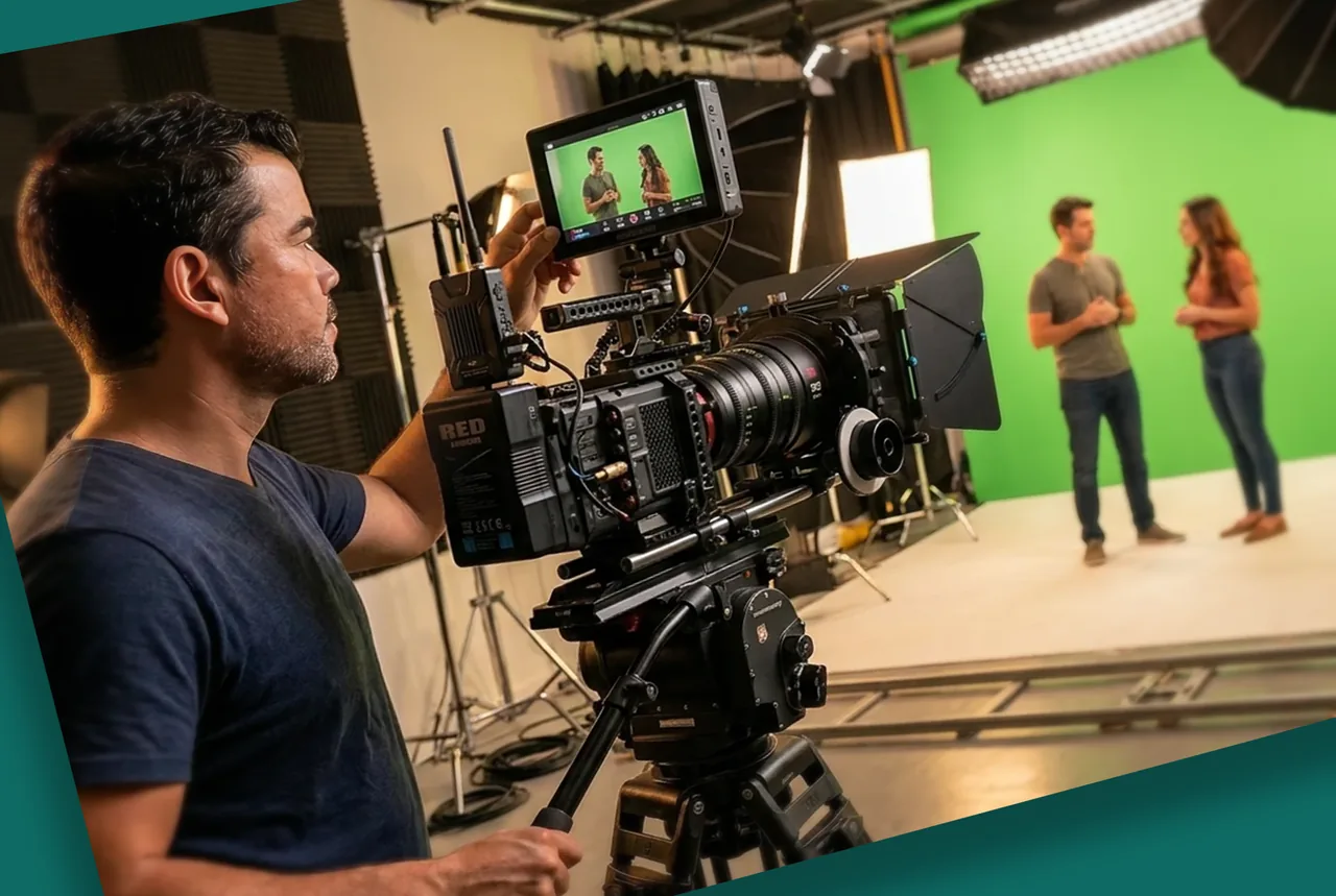 Behind-the-scenes video production shoot for onboarding and training content