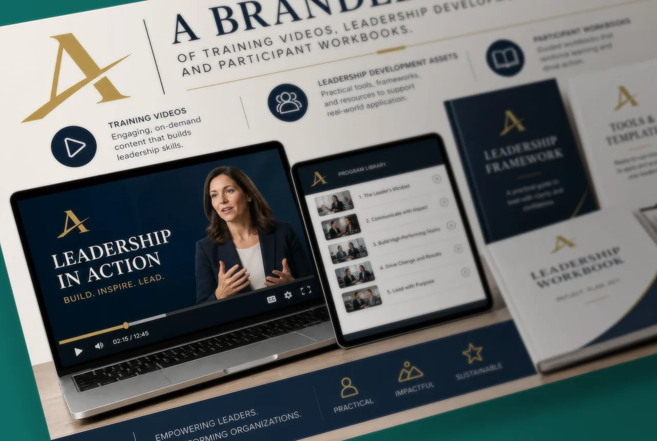 Branded leadership development program with training videos, framework, and workbooks